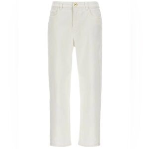 Brunello Cucinelli White Kick Flare & Wide Hem Italian Premium Jeans, Size 8
